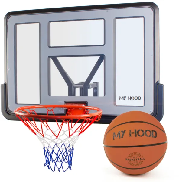 My Hood - Basketballkorb auf Platte mit Wandhalterung - Inklusive Ball