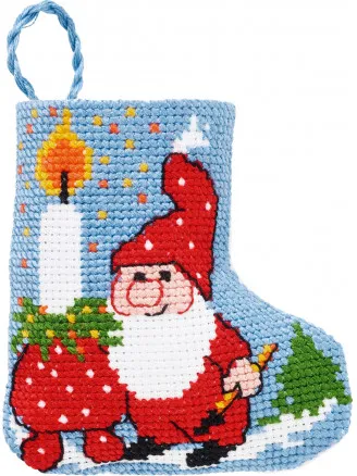 Permin Stickset Weihnachtsstrumpf Wichtel mit Licht 7x8cm